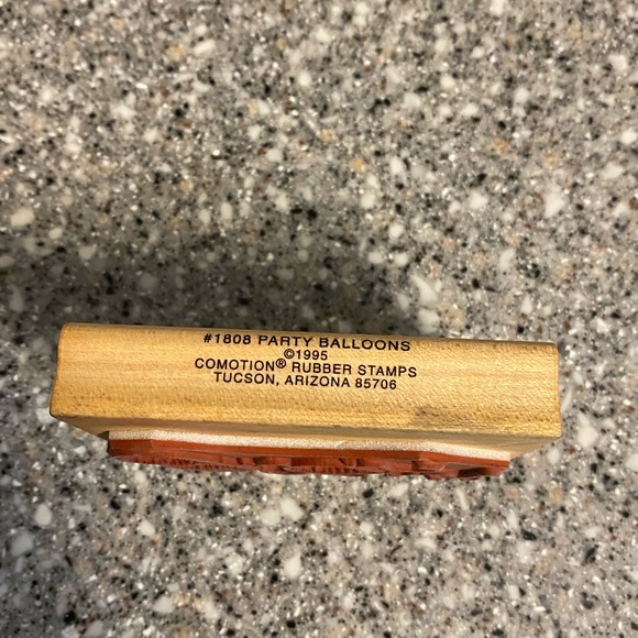 Comotion Rubber Stamp Party Balloons wood mounted - Picture 2 of 4